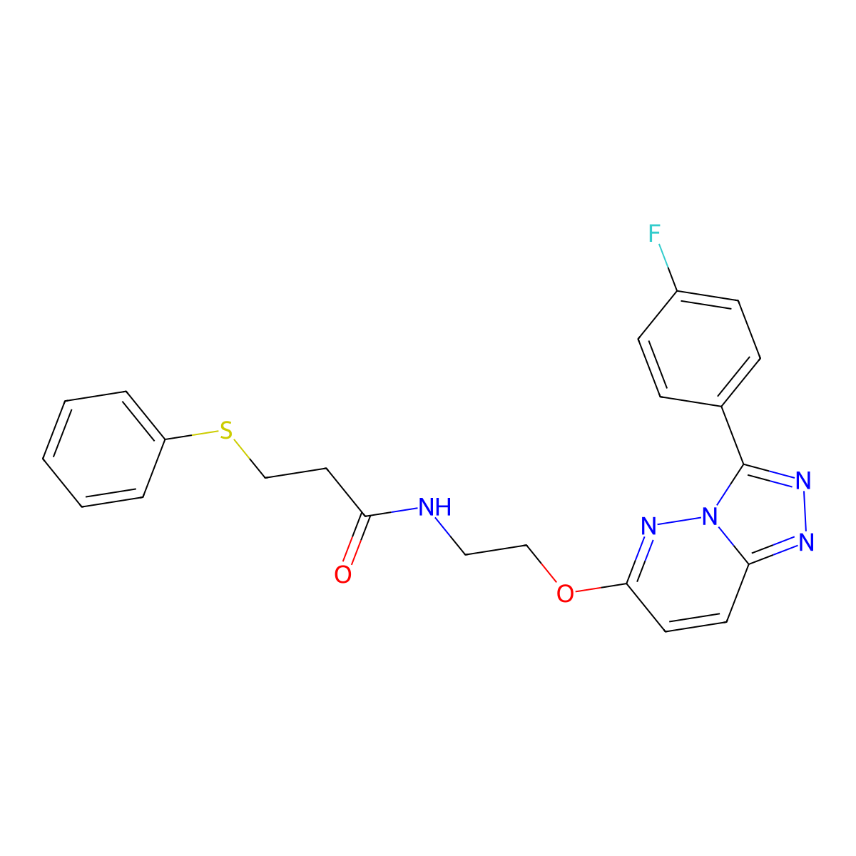 N-(2-((3-(4-fluorophenyl)-[1,2,4]triazolo[4,3-b]pyridazin-6-yl)oxy)ethyl)-3-(phenylthio)propanamide molecular structure, CAS 1021066-12-5