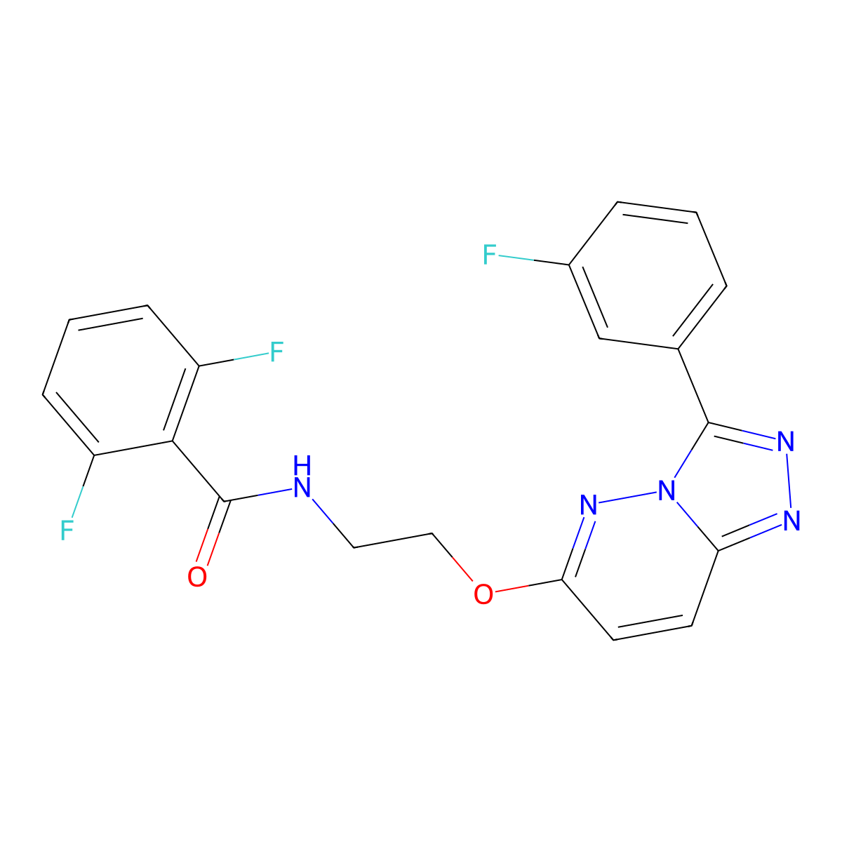 2,6-difluoro-N-(2-((3-(3-fluorophenyl)-[1,2,4]triazolo[4,3-b]pyridazin-6-yl)oxy)ethyl)benzamide molecular structure, CAS 1021066-15-8
