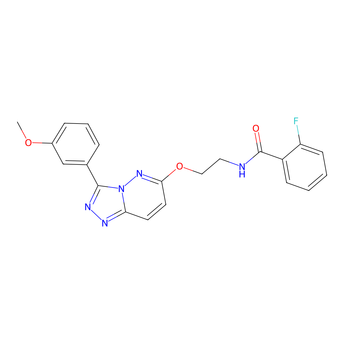 2-fluoro-N-(2-((3-(3-methoxyphenyl)-[1,2,4]triazolo[4,3-b]pyridazin-6-yl)oxy)ethyl)benzamide molecular structure, CAS 1021066-36-3