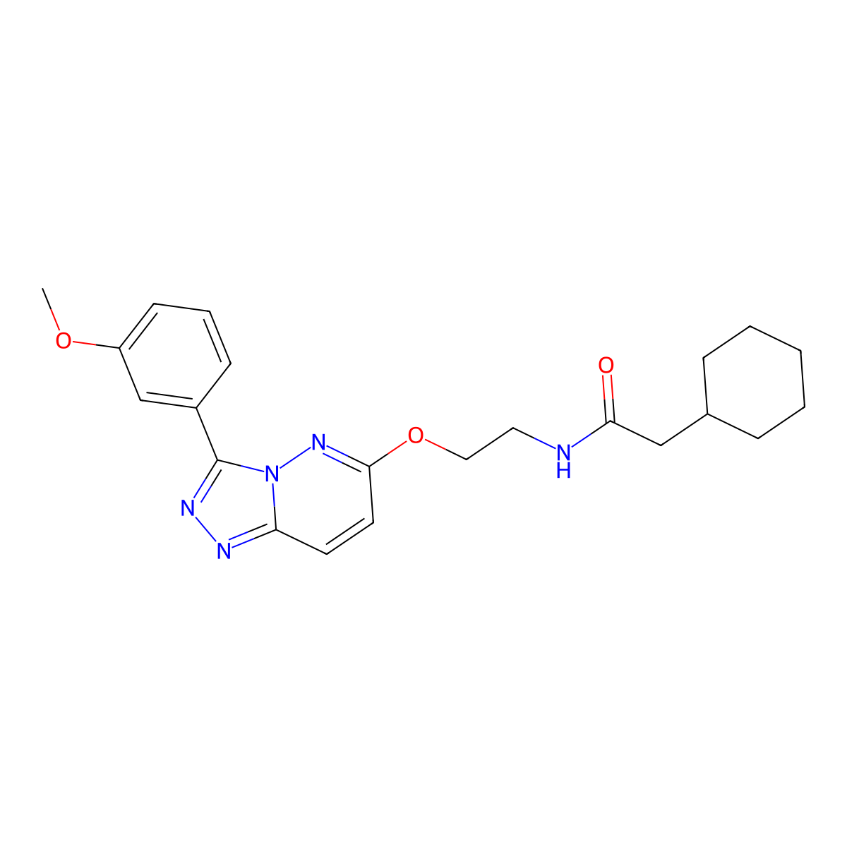 2-cyclohexyl-N-(2-((3-(3-methoxyphenyl)-[1,2,4]triazolo[4,3-b]pyridazin-6-yl)oxy)ethyl)acetamide molecular structure, CAS 1021066-42-1