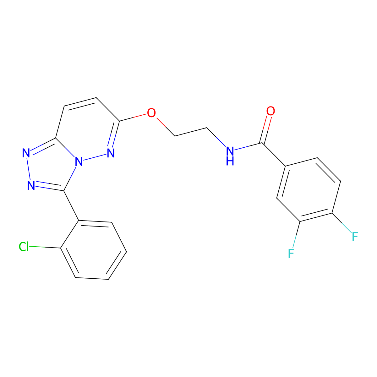 N-(2-((3-(2-chlorophenyl)-[1,2,4]triazolo[4,3-b]pyridazin-6-yl)oxy)ethyl)-3,4-difluorobenzamide molecular structure, CAS 1021066-54-5
