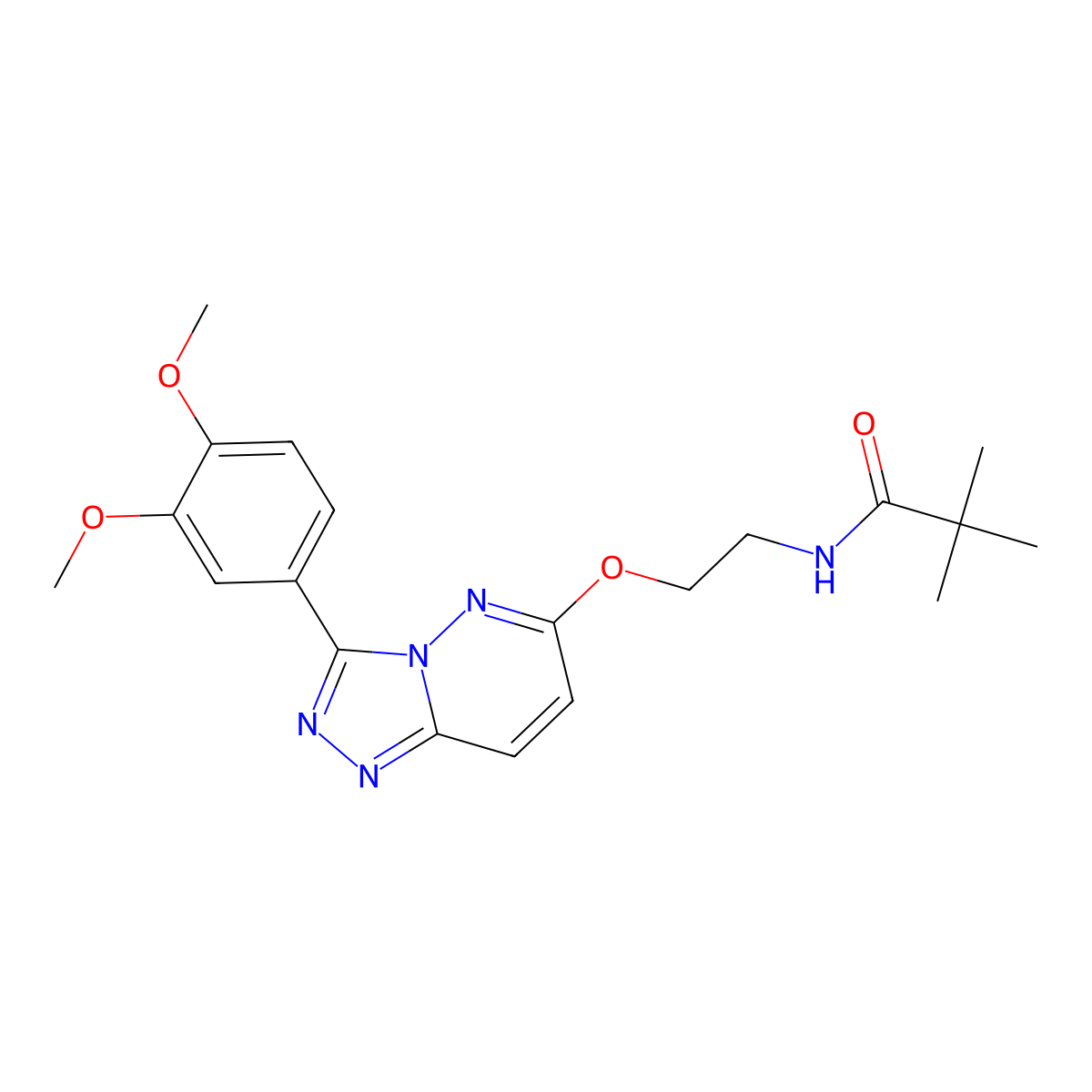 N-(2-((3-(3,4-dimethoxyphenyl)-[1,2,4]triazolo[4,3-b]pyridazin-6-yl)oxy)ethyl)pivalamide molecular structure, CAS 1021066-58-9