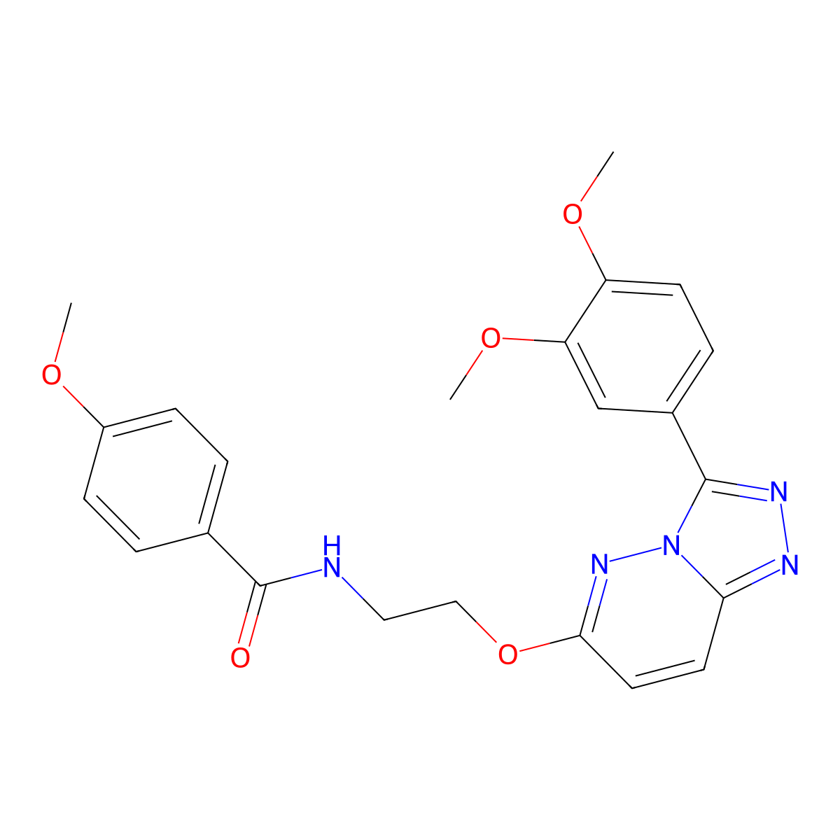 N-(2-((3-(3,4-dimethoxyphenyl)-[1,2,4]triazolo[4,3-b]pyridazin-6-yl)oxy)ethyl)-4-methoxybenzamide molecular structure, CAS 1021066-60-3