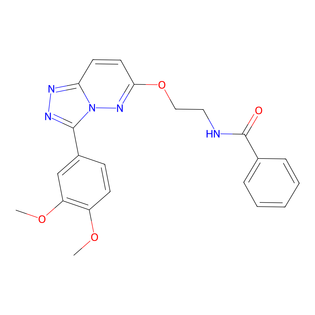 N-(2-((3-(3,4-dimethoxyphenyl)-[1,2,4]triazolo[4,3-b]pyridazin-6-yl)oxy)ethyl)benzamide molecular structure, CAS 1021066-62-5