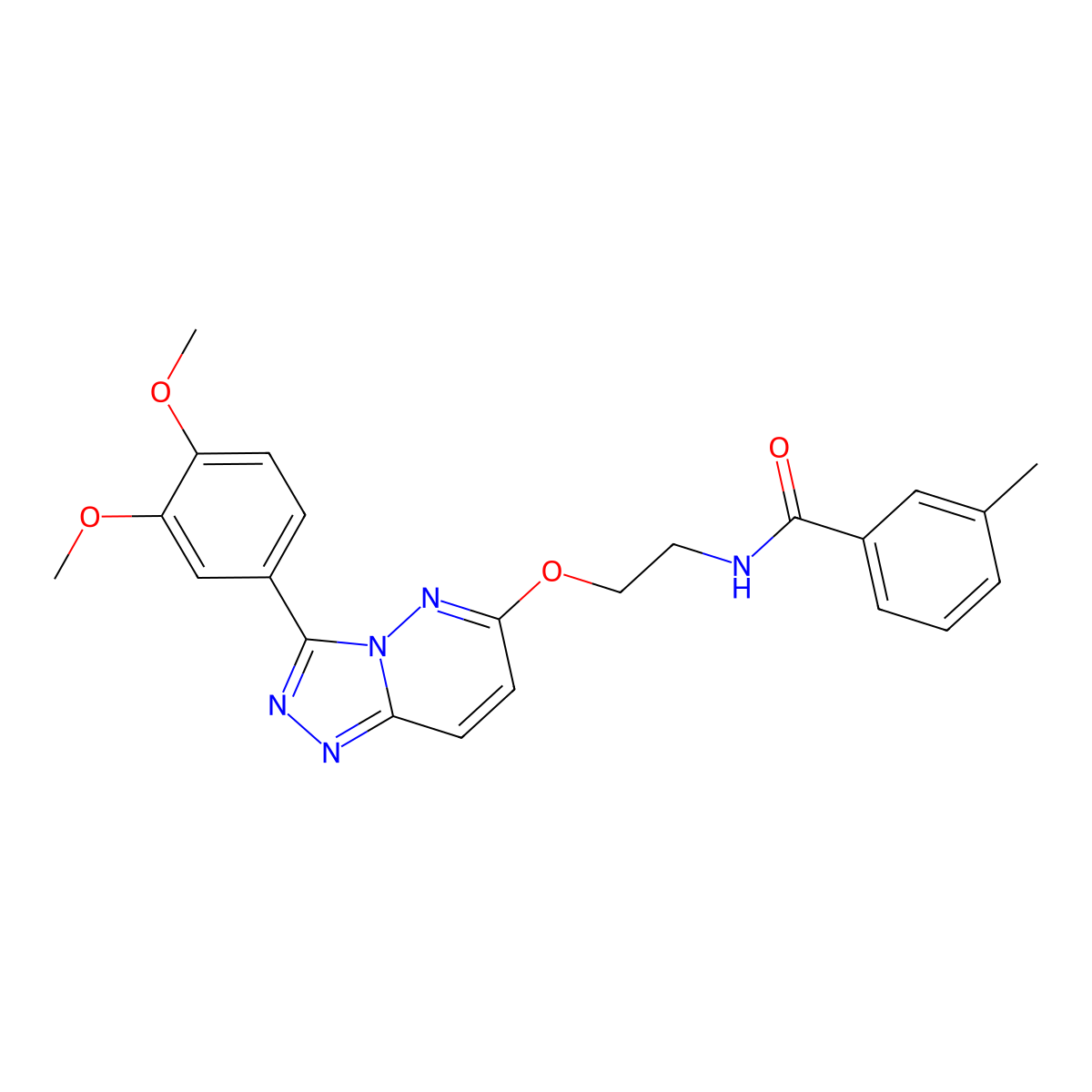 N-(2-((3-(3,4-dimethoxyphenyl)-[1,2,4]triazolo[4,3-b]pyridazin-6-yl)oxy)ethyl)-3-methylbenzamide molecular structure, CAS 1021066-64-7