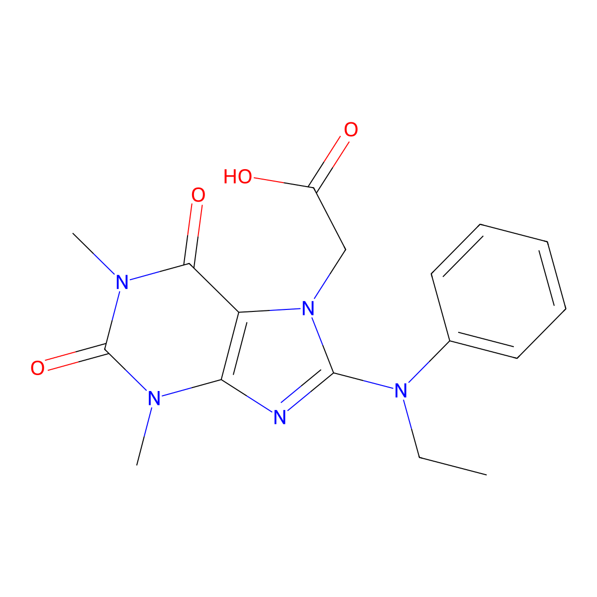 2-[8-(Ethylphenylamino)-1,3-dimethyl-2,6-dioxo-1,3,7-trihydropurin-7-yl]acetic acid molecular structure, CAS 1021066-79-4