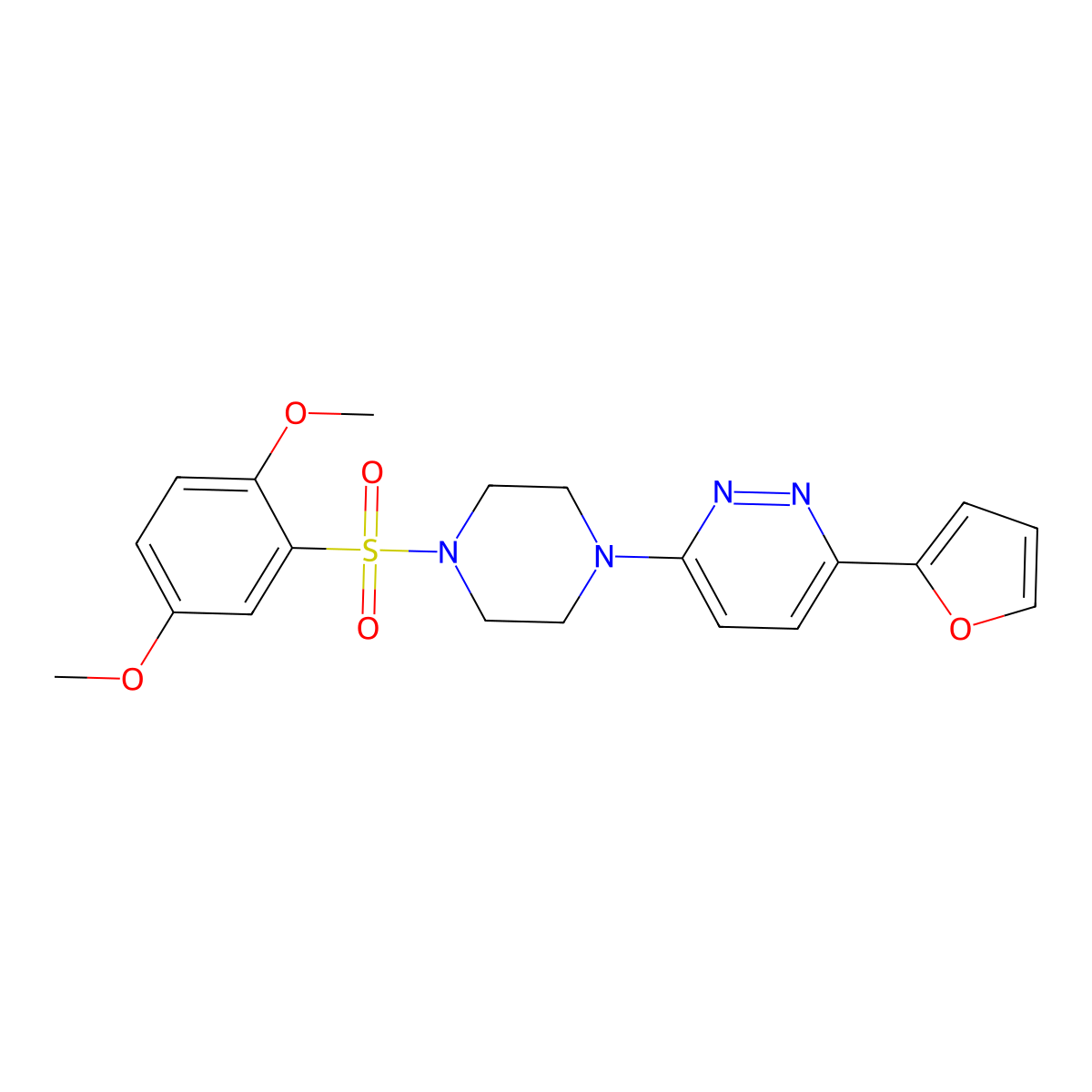 3-(4-((2,5-Dimethoxyphenyl)sulfonyl)piperazin-1-yl)-6-(furan-2-yl)pyridazine molecular structure, CAS 1021066-83-0