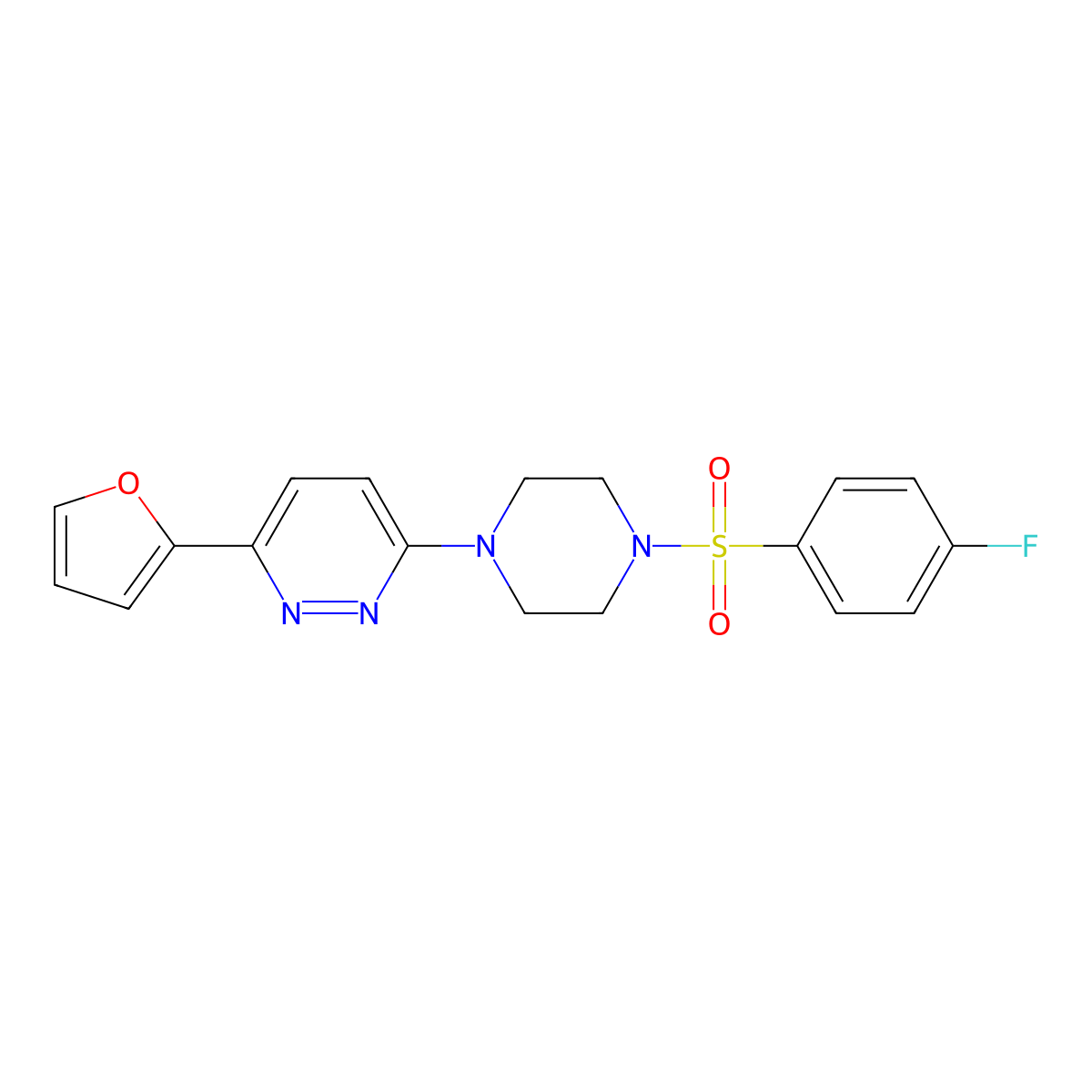 3-(4-((4-Fluorophenyl)sulfonyl)piperazin-1-yl)-6-(furan-2-yl)pyridazine molecular structure, CAS 1021066-84-1
