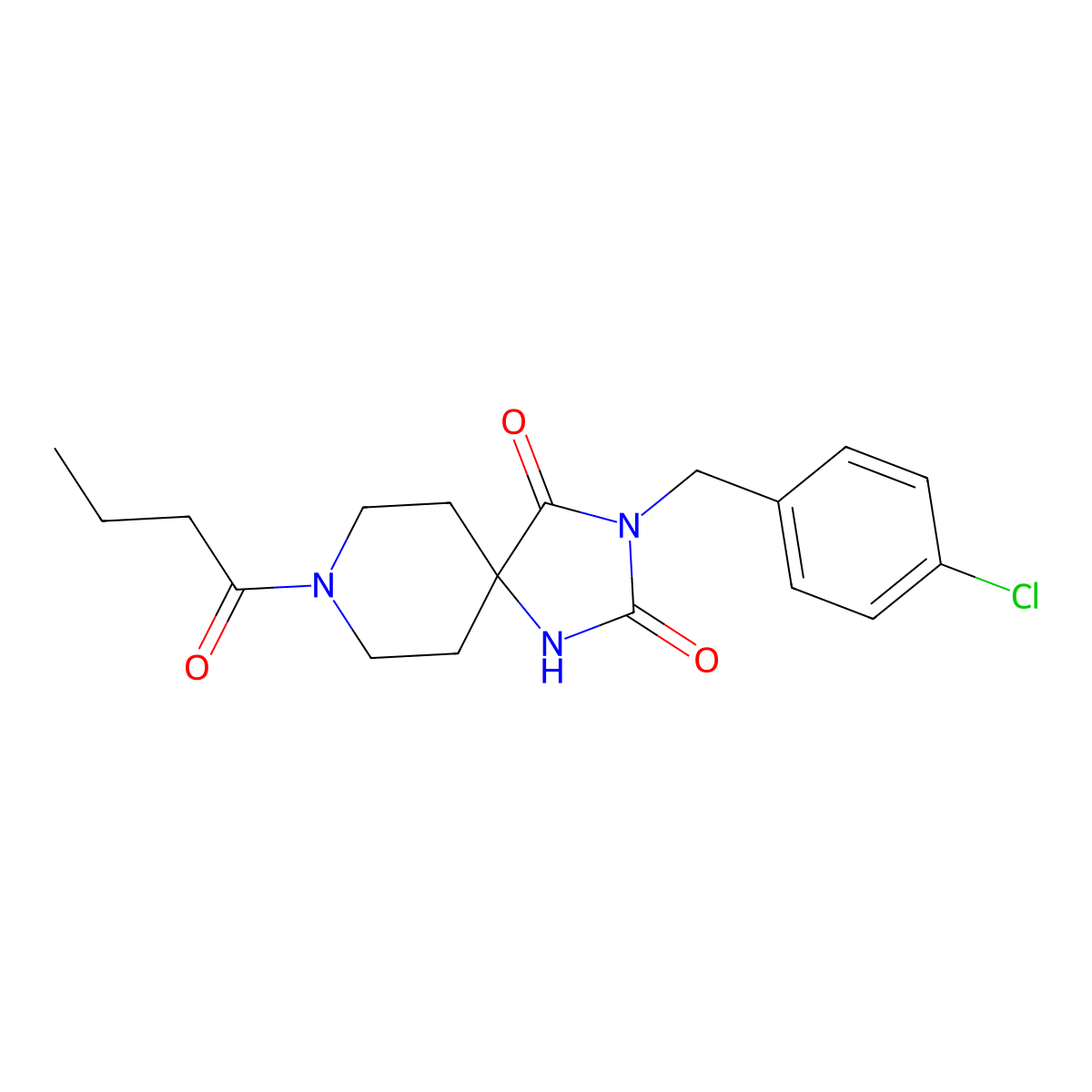 8-Butyryl-3-(4-chlorobenzyl)-1,3,8-triazaspiro[4.5]decane-2,4-dione molecular structure, CAS 1021067-14-0