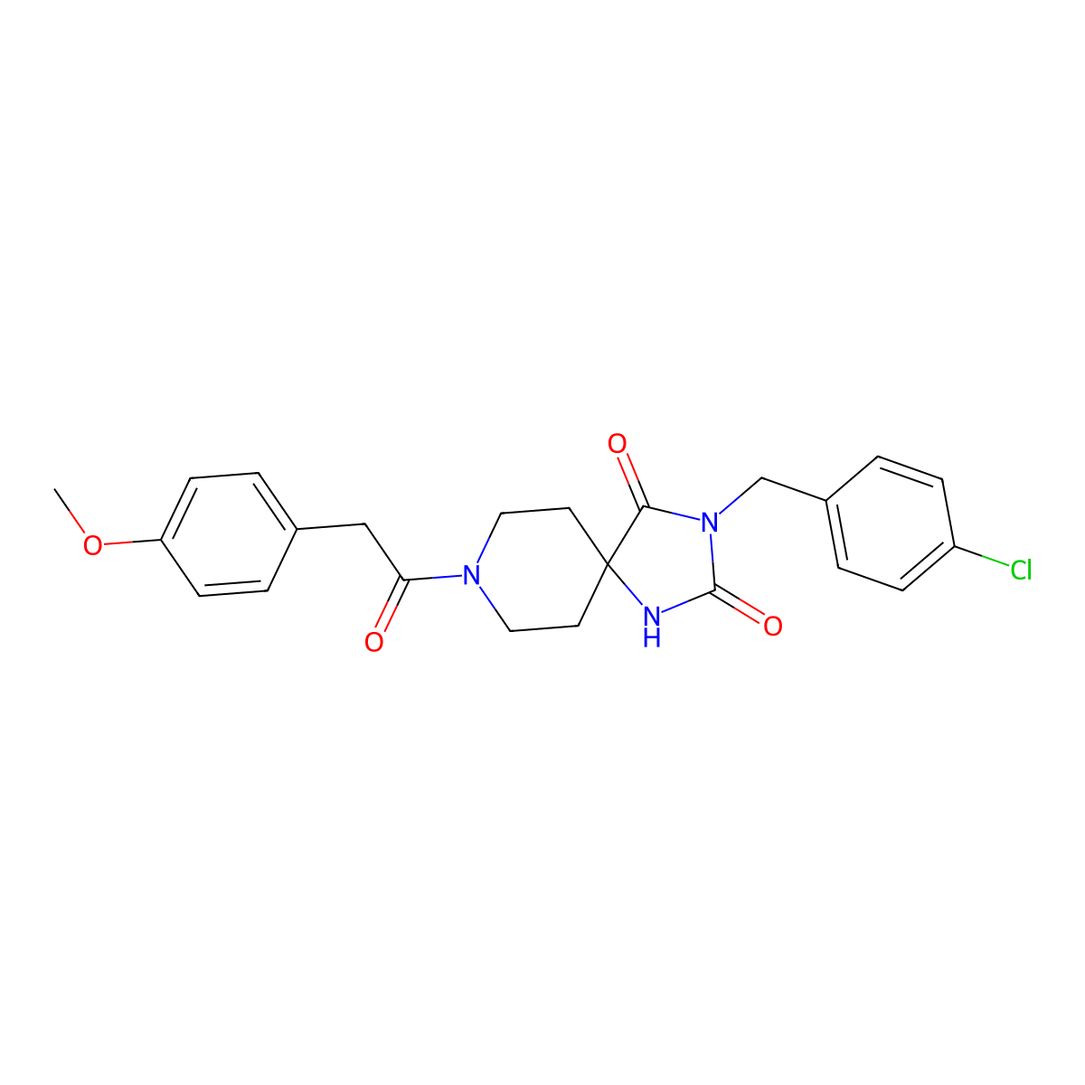 3-(4-Chlorobenzyl)-8-(2-(4-methoxyphenyl)acetyl)-1,3,8-triazaspiro[4.5]decane-2,4-dione molecular structure, CAS 1021067-23-1