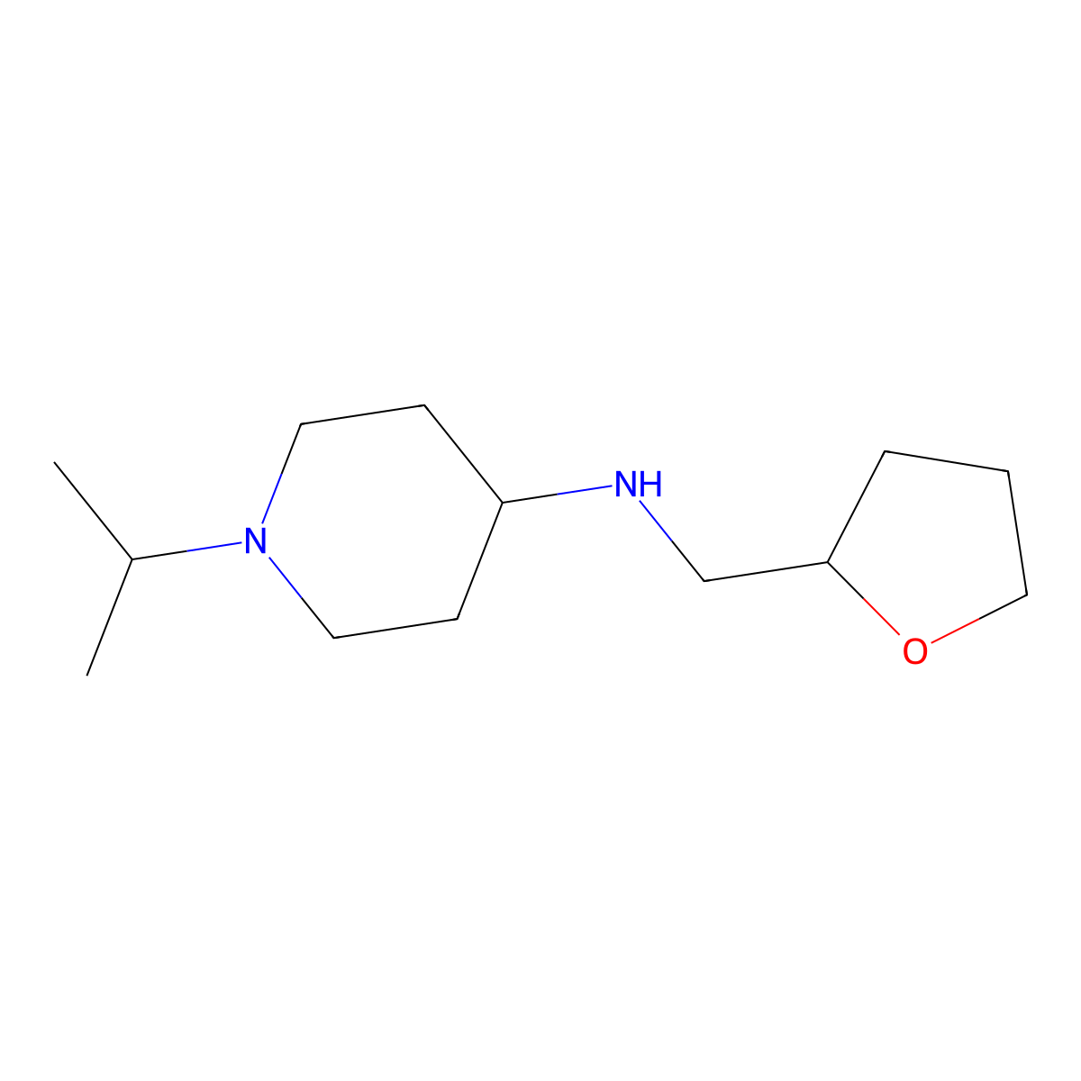 N-[(oxolan-2-yl)methyl]-1-(propan-2-yl)piperidin-4-amine molecular structure, CAS 1021069-68-0