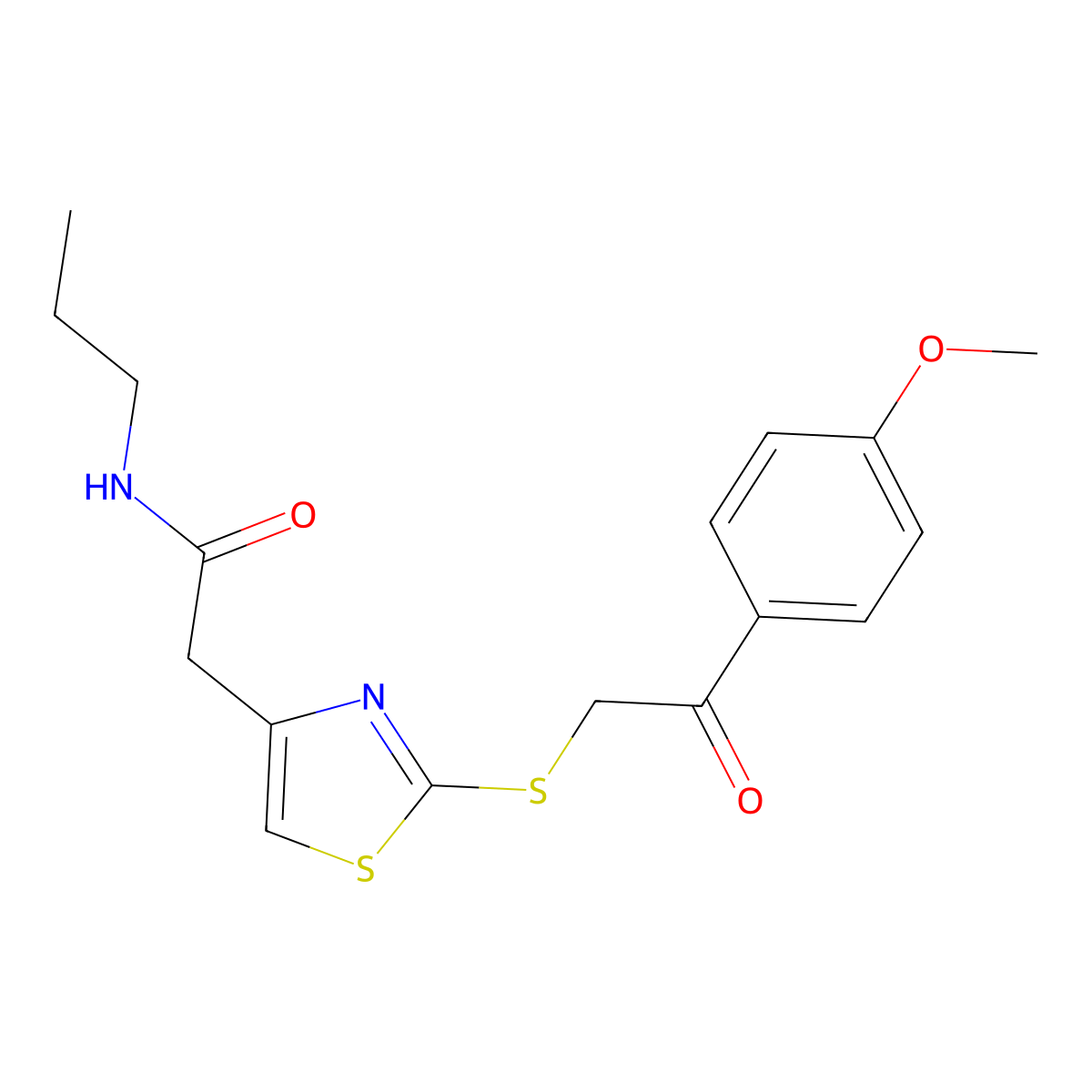 2-(2-((2-(4-methoxyphenyl)-2-oxoethyl)thio)thiazol-4-yl)-N-propylacetamide molecular structure, CAS 1021069-85-1