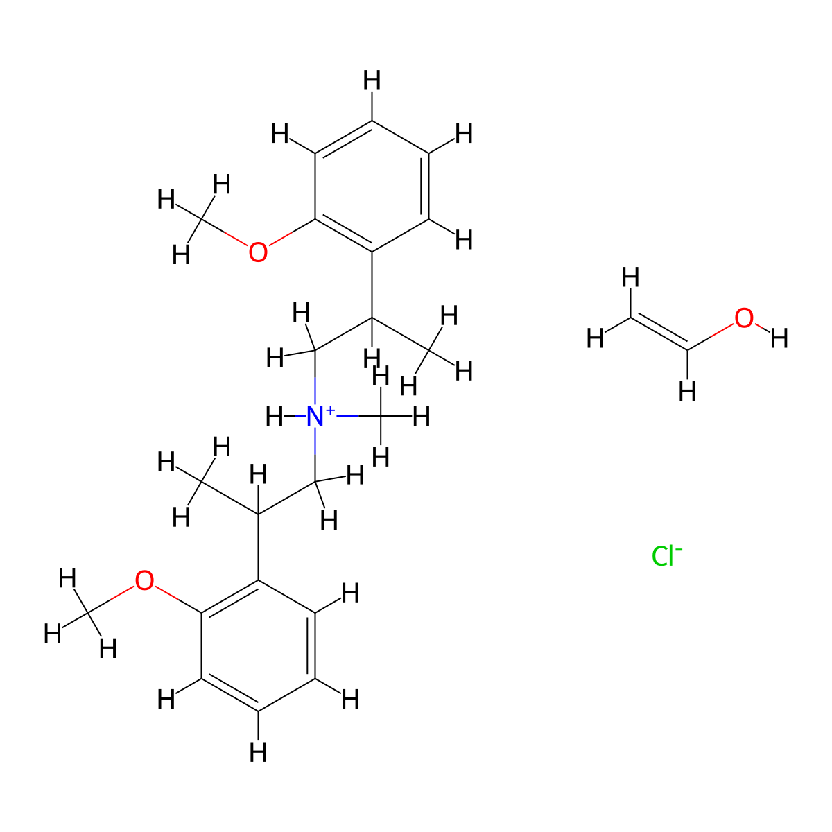 Diphenethylamine, o,o'-dimethoxy-N,alpha,alpha'-trimethyl-, hydrochloride, vinyl alcohol molecular structure, CAS 102107-30-2
