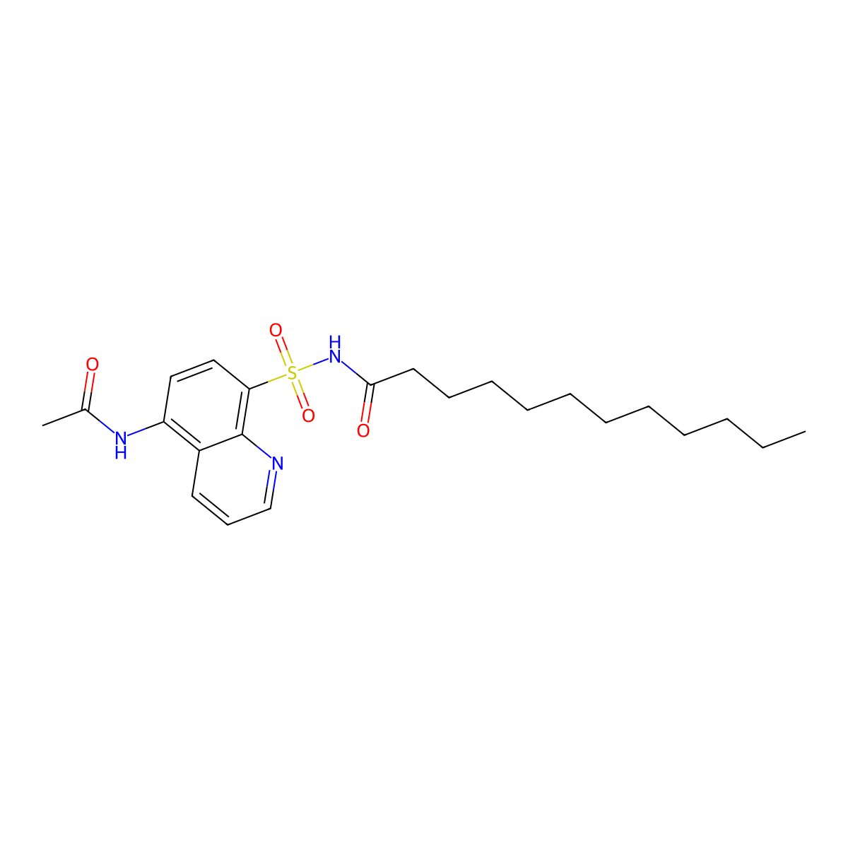 Dodecanamide, N-(5-acetamido-8-quinolylsulfonyl)- molecular structure, CAS 102107-36-8