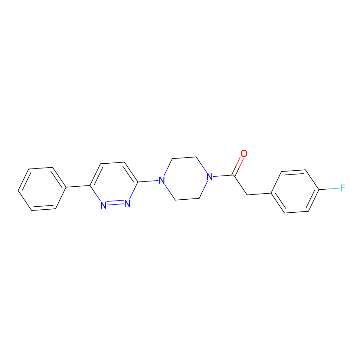2-(4-Fluorophenyl)-1-(4-(6-phenylpyridazin-3-yl)piperazin-1-yl)ethanone molecular structure, CAS 1021070-01-8
