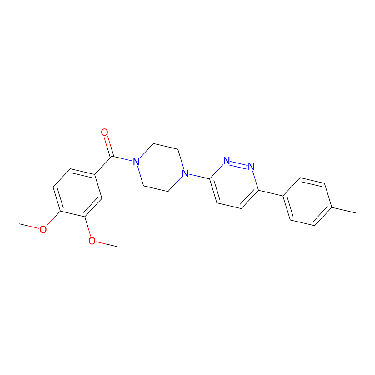(3,4-Dimethoxyphenyl)(4-(6-(p-tolyl)pyridazin-3-yl)piperazin-1-yl)methanone molecular structure, CAS 1021070-04-1