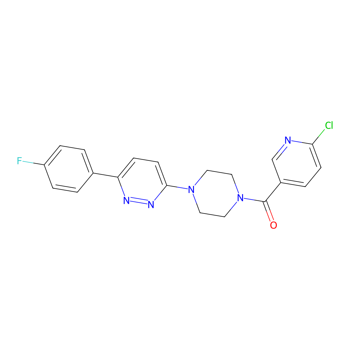 (6-Chloropyridin-3-yl)(4-(6-(4-fluorophenyl)pyridazin-3-yl)piperazin-1-yl)methanone molecular structure, CAS 1021070-16-5