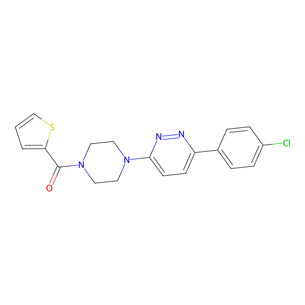 (4-(6-(4-Chlorophenyl)pyridazin-3-yl)piperazin-1-yl)(thiophen-2-yl)methanone molecular structure, CAS 1021070-18-7