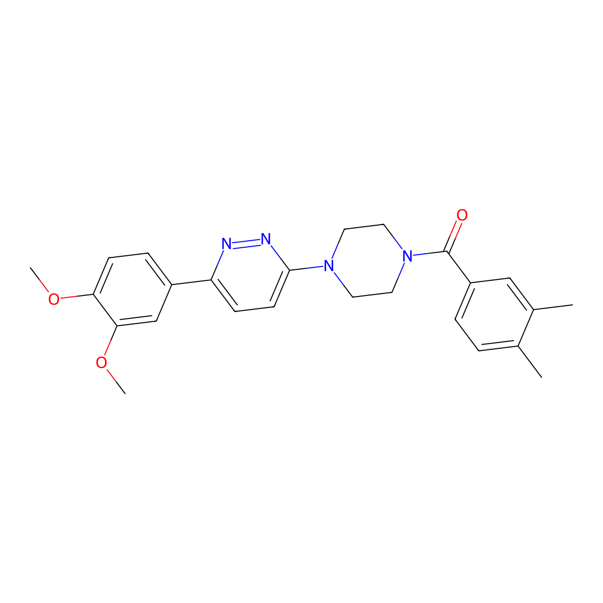 (4-(6-(3,4-Dimethoxyphenyl)pyridazin-3-yl)piperazin-1-yl)(3,4-dimethylphenyl)methanone molecular structure, CAS 1021070-24-5