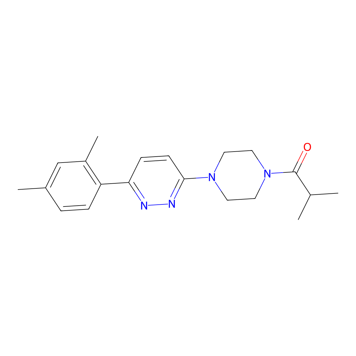 1-(4-(6-(2,4-Dimethylphenyl)pyridazin-3-yl)piperazin-1-yl)-2-methylpropan-1-one molecular structure, CAS 1021070-38-1
