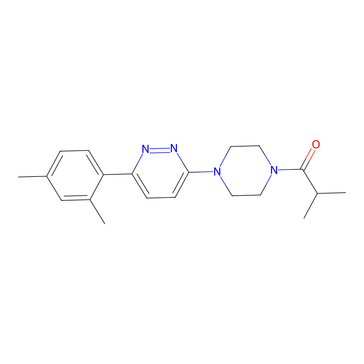 1-(4-(6-(2,4-Dimethylphenyl)pyridazin-3-yl)piperazin-1-yl)-2-methylpropan-1-one molecular structure, CAS 1021070-38-1