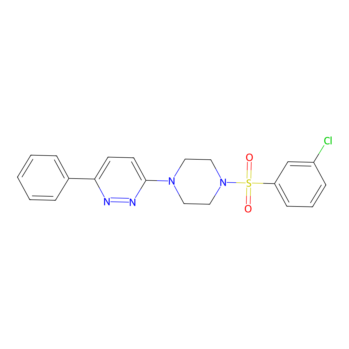 3-(4-((3-Chlorophenyl)sulfonyl)piperazin-1-yl)-6-phenylpyridazine molecular structure, CAS 1021070-50-7