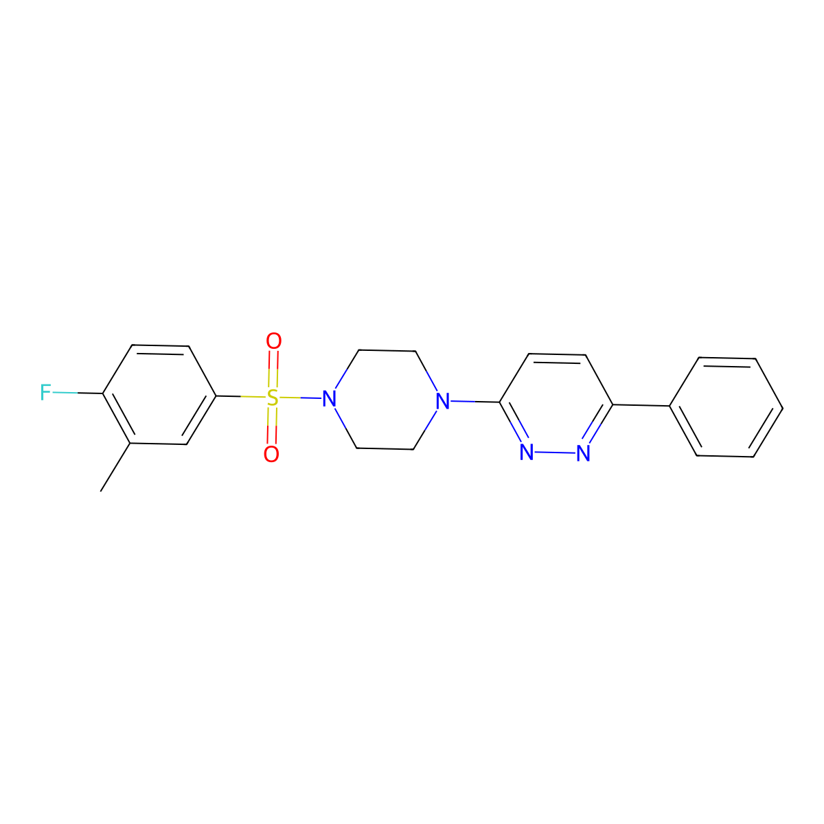 3-(4-((4-Fluoro-3-methylphenyl)sulfonyl)piperazin-1-yl)-6-phenylpyridazine molecular structure, CAS 1021070-54-1