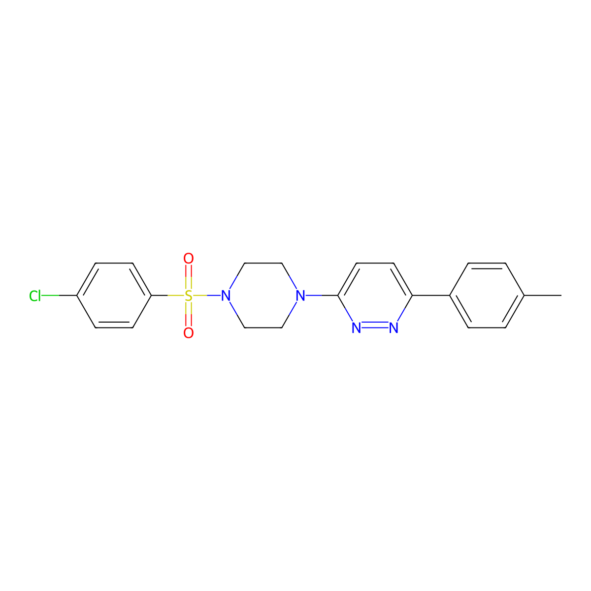 3-(4-((4-Chlorophenyl)sulfonyl)piperazin-1-yl)-6-(p-tolyl)pyridazine molecular structure, CAS 1021070-56-3