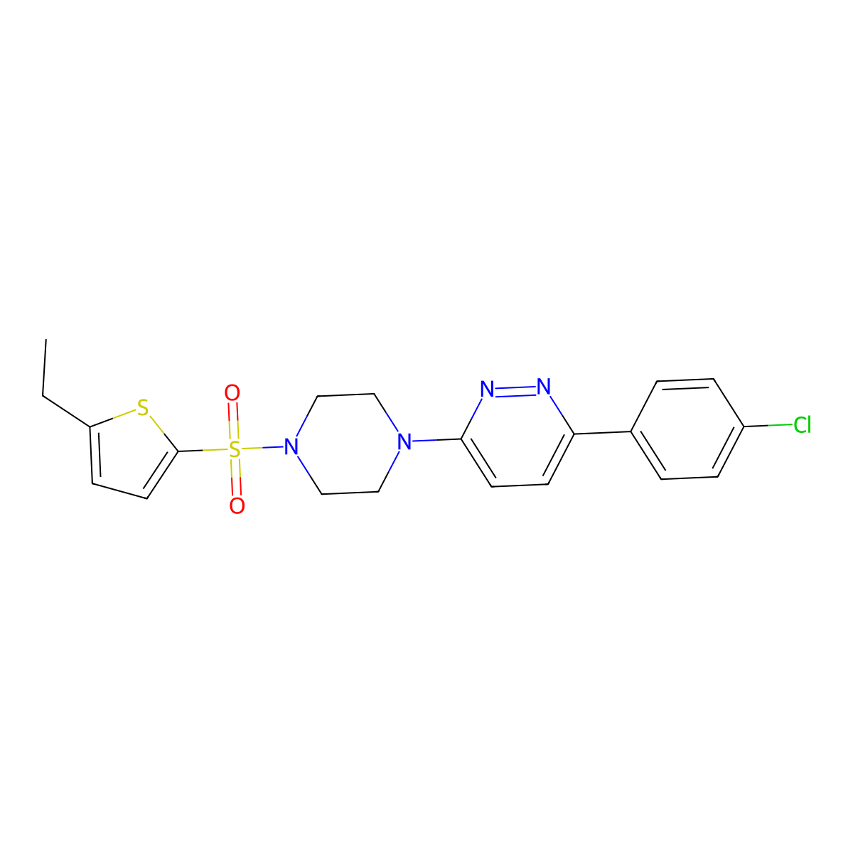 3-(4-Chlorophenyl)-6-(4-((5-ethylthiophen-2-yl)sulfonyl)piperazin-1-yl)pyridazine molecular structure, CAS 1021070-64-3