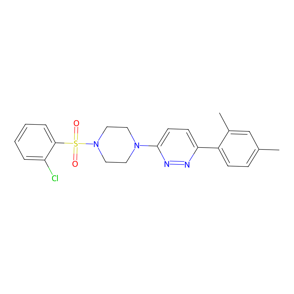3-(4-((2-Chlorophenyl)sulfonyl)piperazin-1-yl)-6-(2,4-dimethylphenyl)pyridazine molecular structure, CAS 1021070-74-5