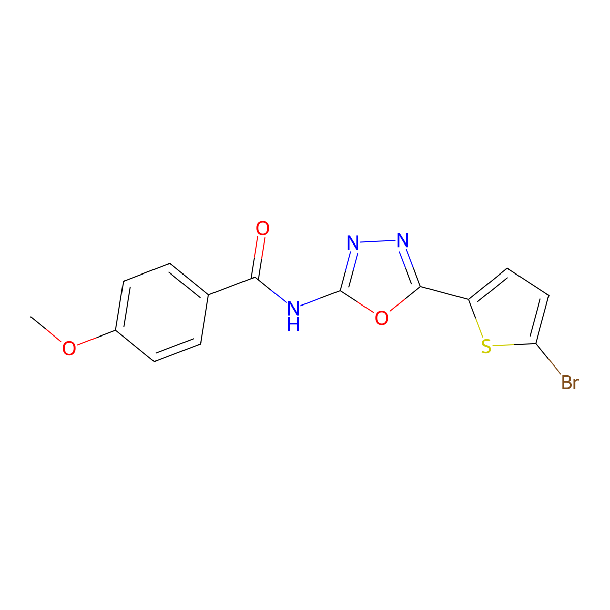 N-[5-(5-bromothiophen-2-yl)-1,3,4-oxadiazol-2-yl]-4-methoxybenzamide molecular structure, CAS 1021070-79-0