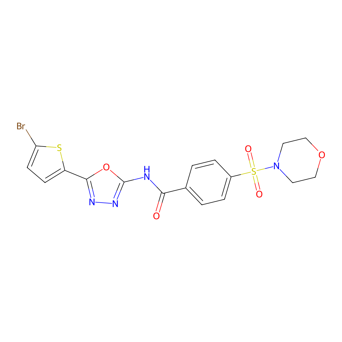 N-(5-(5-bromothiophen-2-yl)-1,3,4-oxadiazol-2-yl)-4-(morpholinosulfonyl)benzamide molecular structure, CAS 1021070-81-4