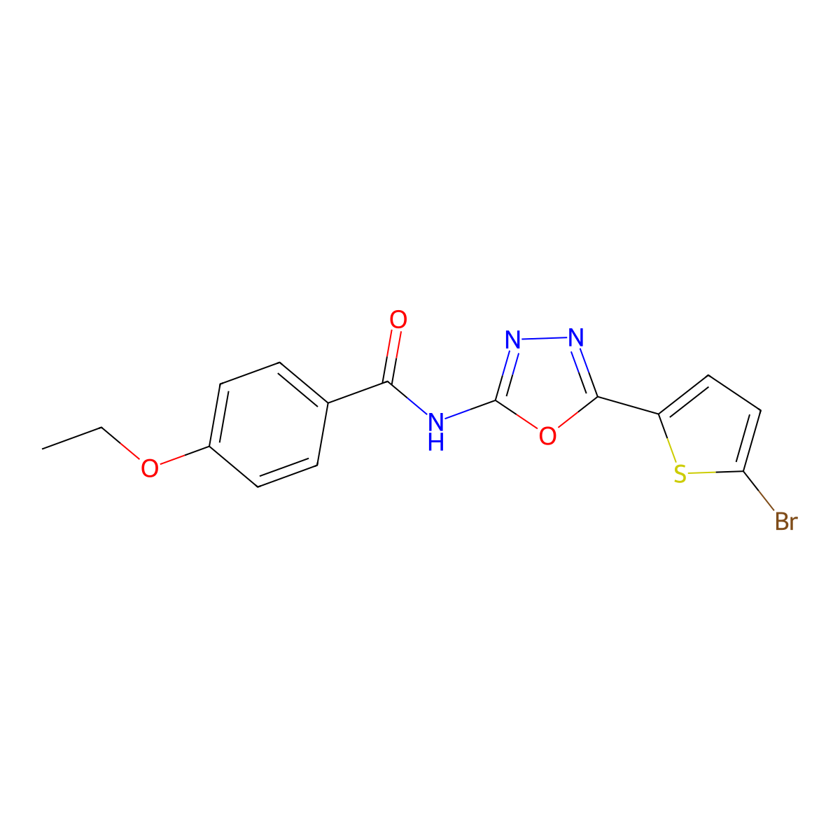 N-[5-(5-bromothiophen-2-yl)-1,3,4-oxadiazol-2-yl]-4-ethoxybenzamide molecular structure, CAS 1021070-94-9