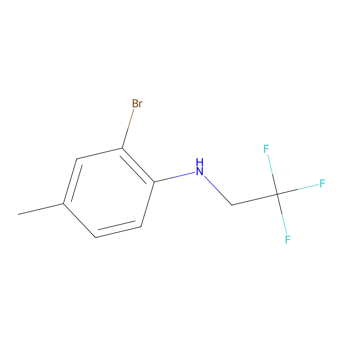 2-bromo-4-methyl-N-(2,2,2-trifluoroethyl)aniline molecular structure, CAS 1021071-01-1
