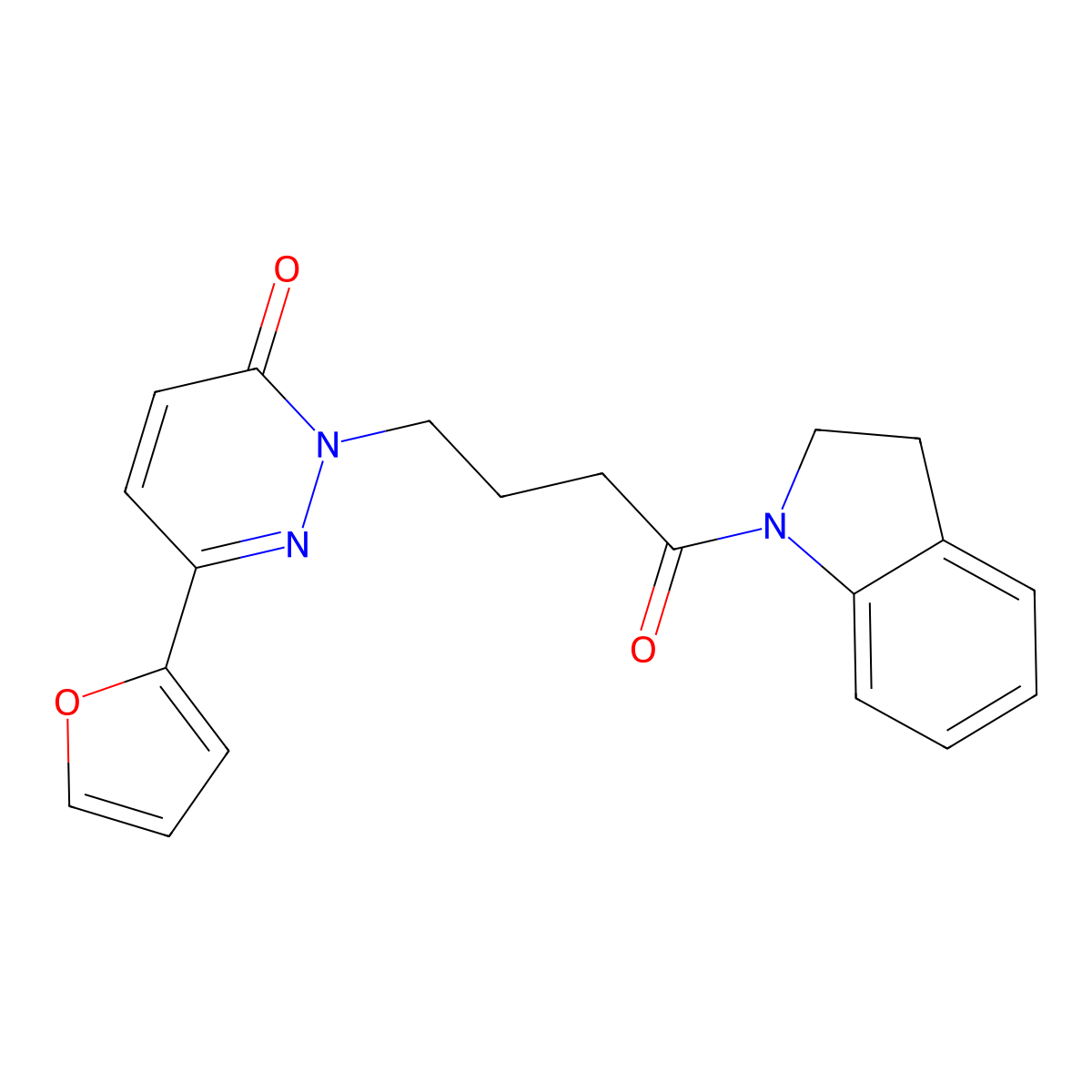 6-(furan-2-yl)-2-(4-(indolin-1-yl)-4-oxobutyl)pyridazin-3(2H)-one molecular structure, CAS 1021071-60-2