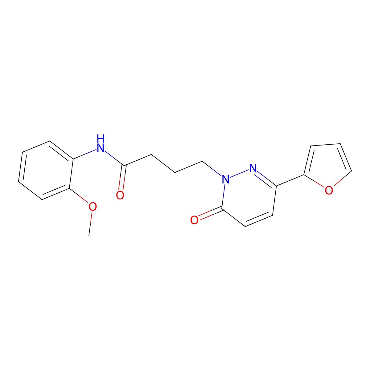 4-(3-(furan-2-yl)-6-oxopyridazin-1(6H)-yl)-N-(2-methoxyphenyl)butanamide molecular structure, CAS 1021071-62-4