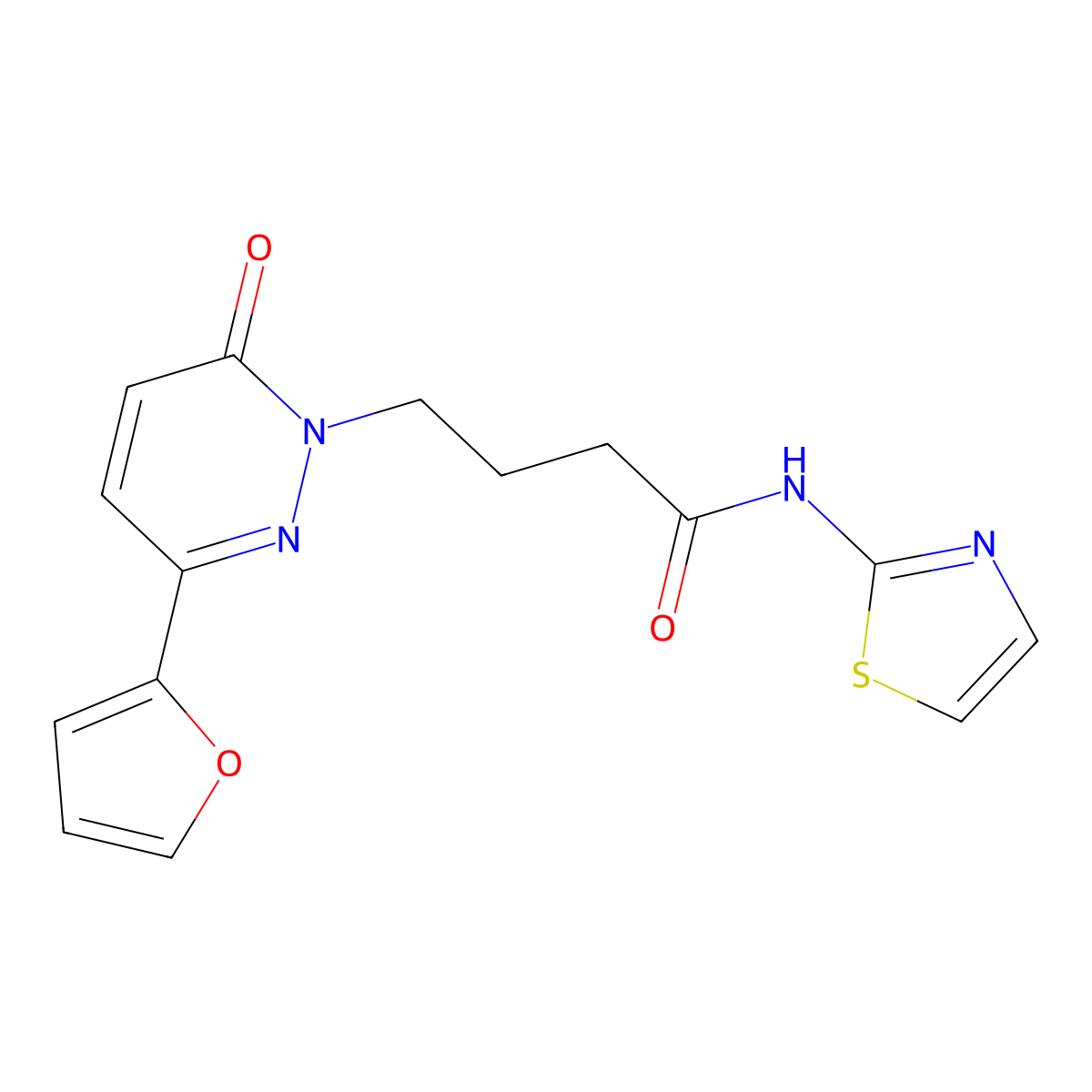 4-(3-(furan-2-yl)-6-oxopyridazin-1(6H)-yl)-N-(thiazol-2-yl)butanamide molecular structure, CAS 1021071-64-6