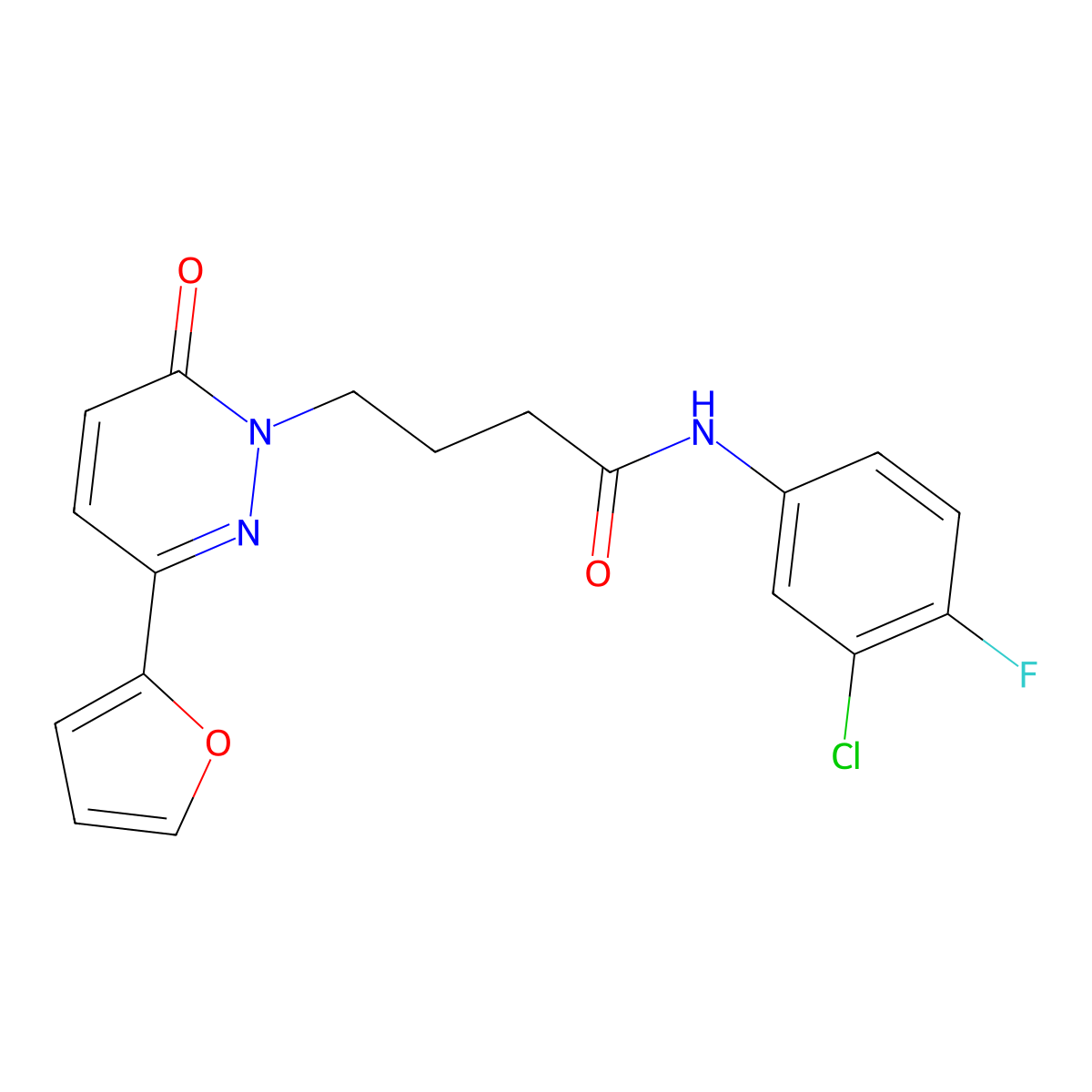 N-(3-chloro-4-fluorophenyl)-4-(3-(furan-2-yl)-6-oxopyridazin-1(6H)-yl)butanamide molecular structure, CAS 1021071-69-1