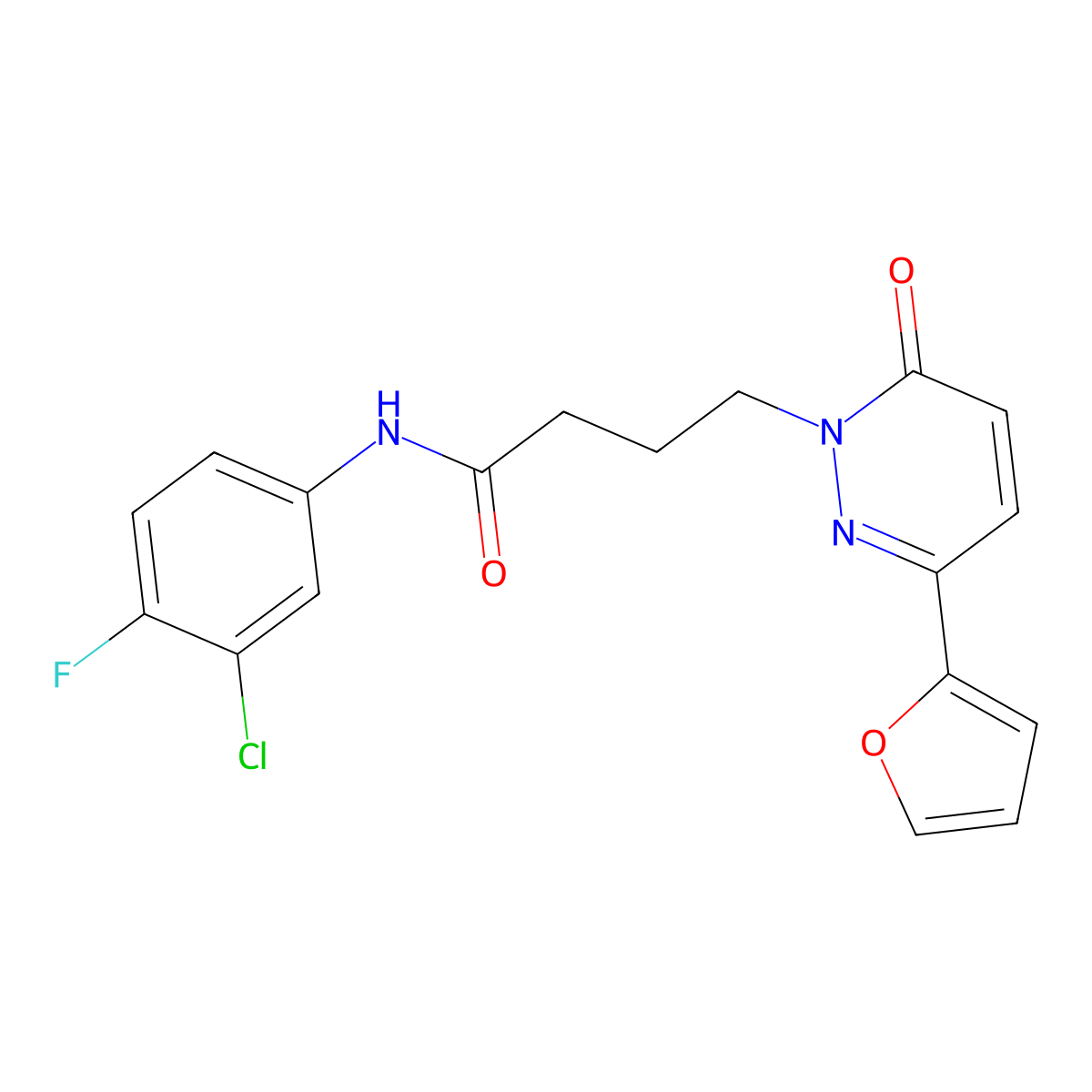 N-(3-chloro-4-fluorophenyl)-4-(3-(furan-2-yl)-6-oxopyridazin-1(6H)-yl)butanamide molecular structure, CAS 1021071-69-1