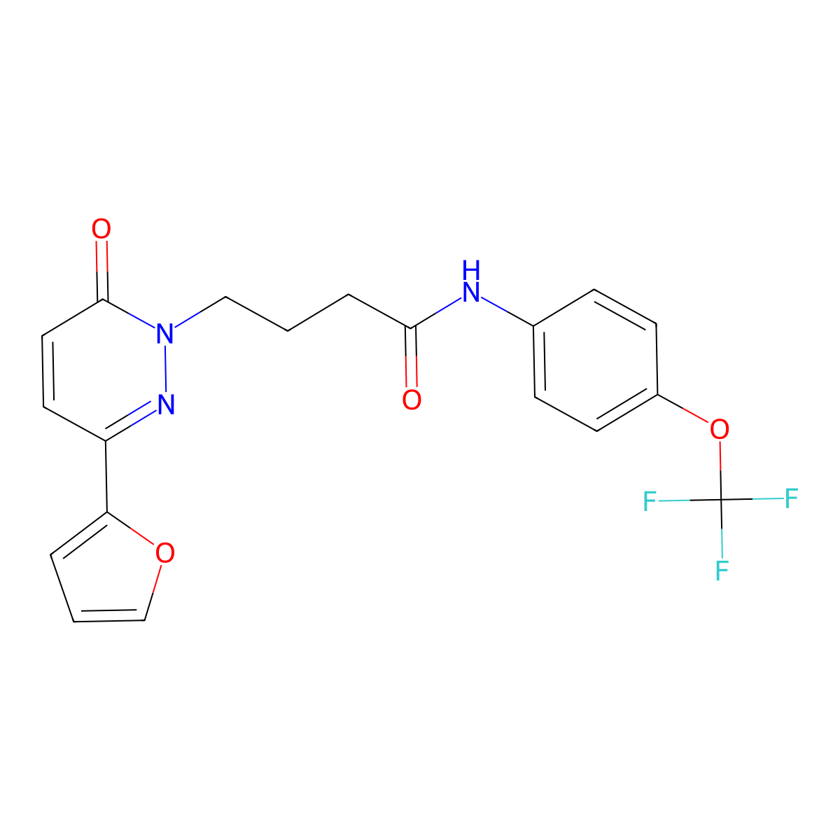 4-(3-(furan-2-yl)-6-oxopyridazin-1(6H)-yl)-N-(4-(trifluoromethoxy)phenyl)butanamide molecular structure, CAS 1021071-71-5