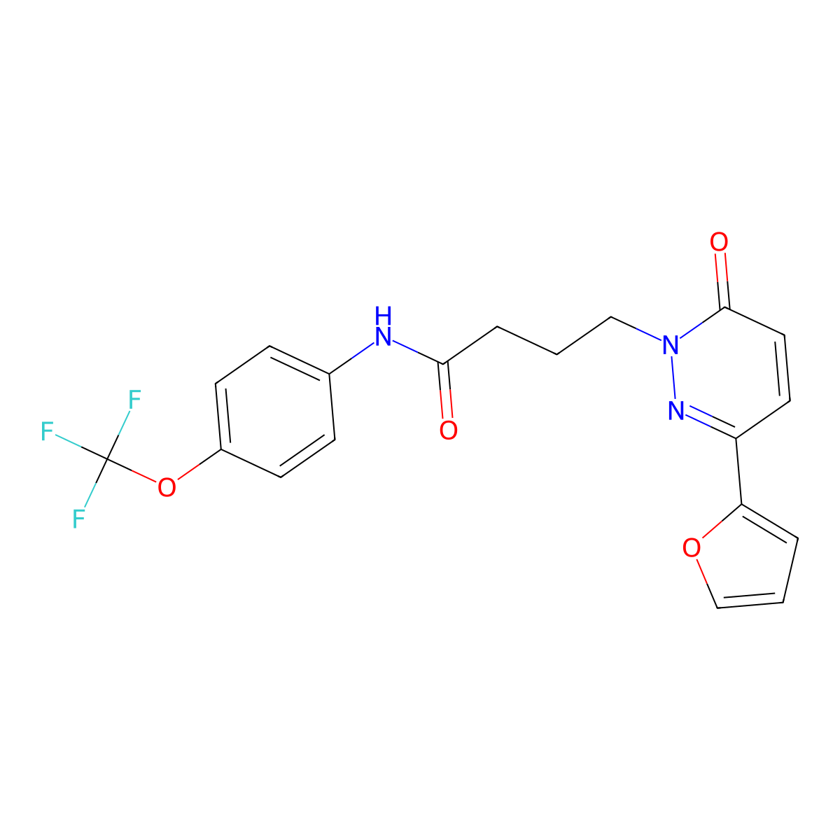 4-(3-(furan-2-yl)-6-oxopyridazin-1(6H)-yl)-N-(4-(trifluoromethoxy)phenyl)butanamide molecular structure, CAS 1021071-71-5