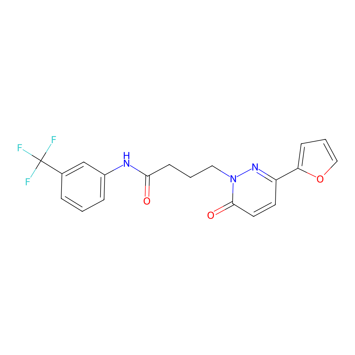 4-(3-(furan-2-yl)-6-oxopyridazin-1(6H)-yl)-N-(3-(trifluoromethyl)phenyl)butanamide molecular structure, CAS 1021071-73-7
