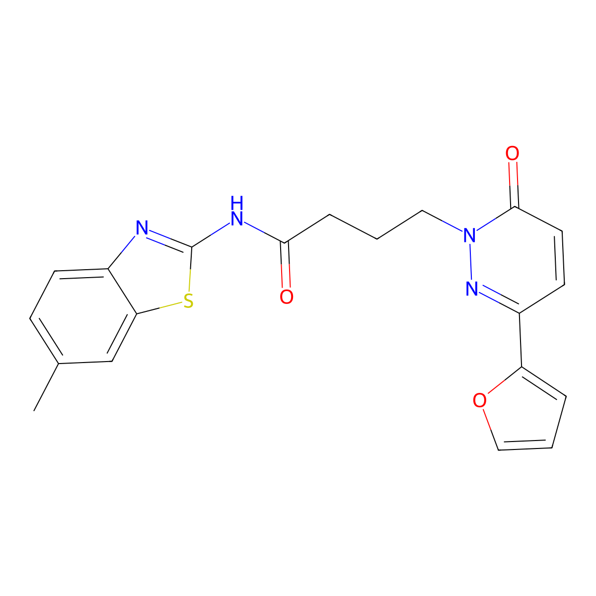 4-(3-(furan-2-yl)-6-oxopyridazin-1(6H)-yl)-N-(6-methylbenzo[d]thiazol-2-yl)butanamide molecular structure, CAS 1021071-79-3