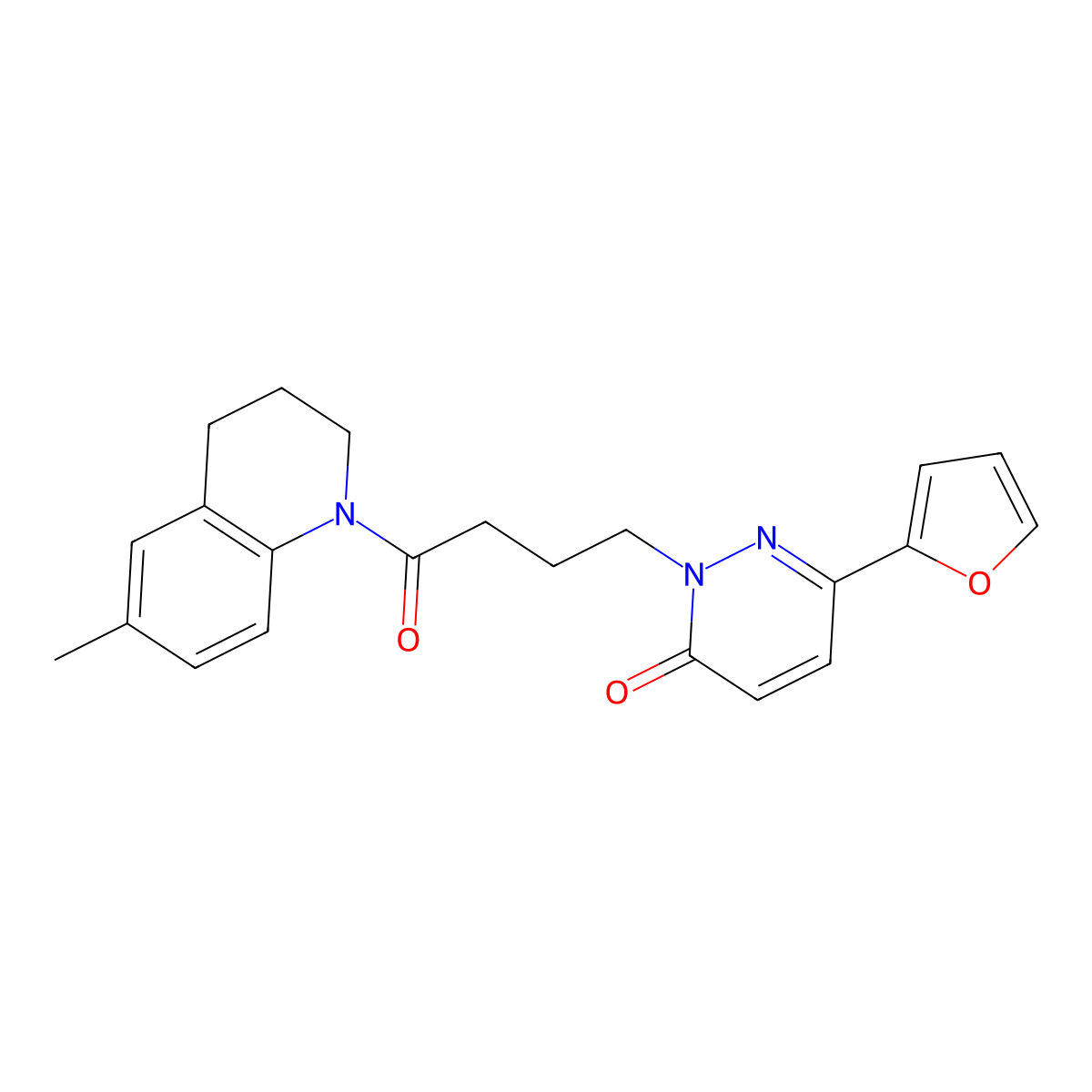 6-(furan-2-yl)-2-(4-(6-methyl-3,4-dihydroquinolin-1(2H)-yl)-4-oxobutyl)pyridazin-3(2H)-one molecular structure, CAS 1021071-82-8