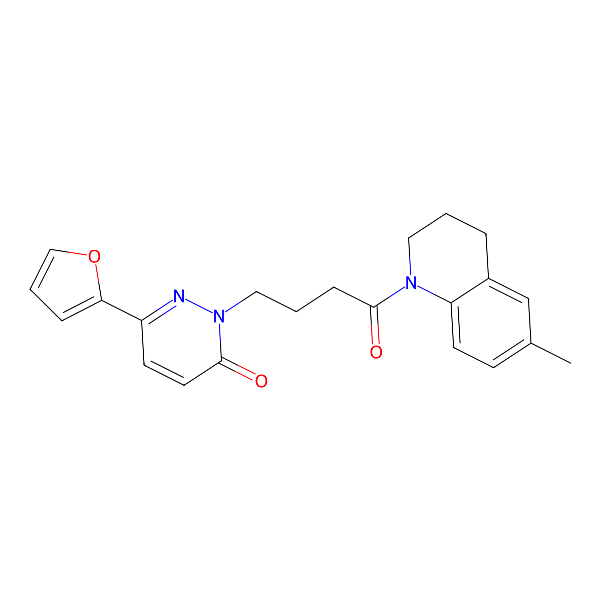 6-(furan-2-yl)-2-(4-(6-methyl-3,4-dihydroquinolin-1(2H)-yl)-4-oxobutyl)pyridazin-3(2H)-one molecular structure, CAS 1021071-82-8