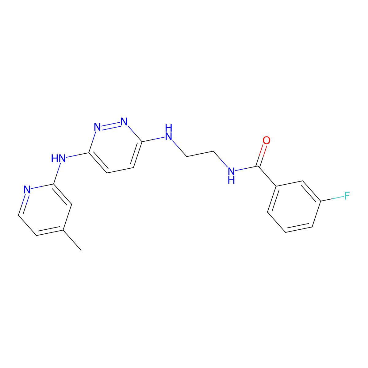 3-fluoro-N-(2-((6-((4-methylpyridin-2-yl)amino)pyridazin-3-yl)amino)ethyl)benzamide molecular structure, CAS 1021072-41-2