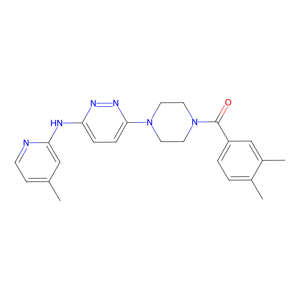 (3,4-Dimethylphenyl)(4-(6-((4-methylpyridin-2-yl)amino)pyridazin-3-yl)piperazin-1-yl)methanone molecular structure, CAS 1021072-53-6