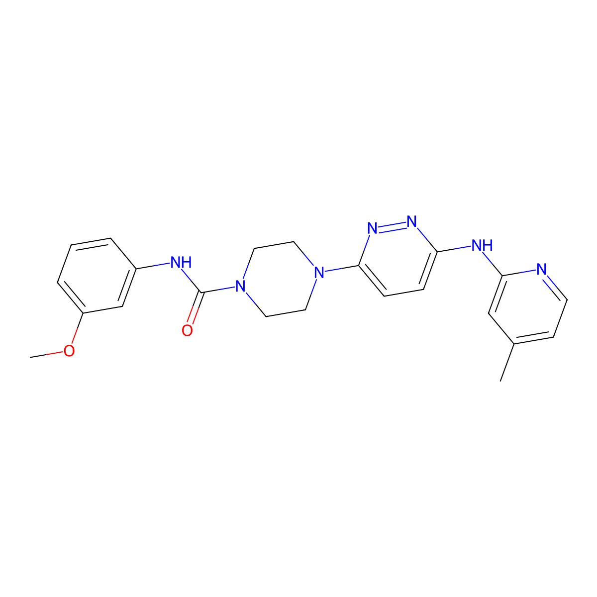 N-(3-methoxyphenyl)-4-(6-((4-methylpyridin-2-yl)amino)pyridazin-3-yl)piperazine-1-carboxamide molecular structure, CAS 1021072-64-9