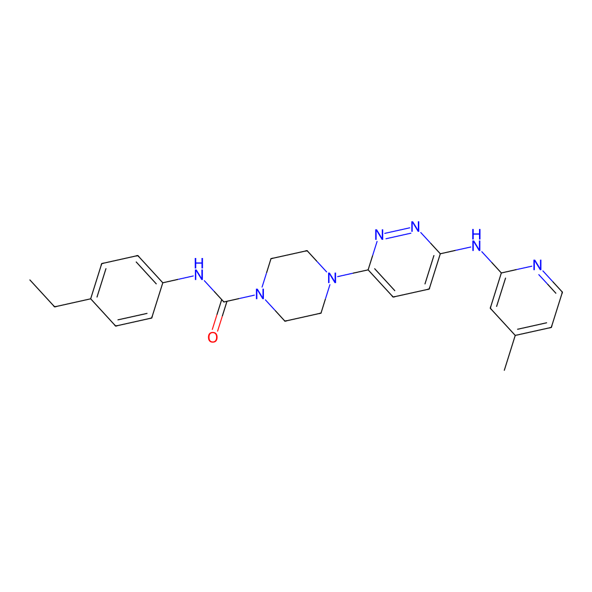 N-(4-ethylphenyl)-4-(6-((4-methylpyridin-2-yl)amino)pyridazin-3-yl)piperazine-1-carboxamide molecular structure, CAS 1021072-72-9