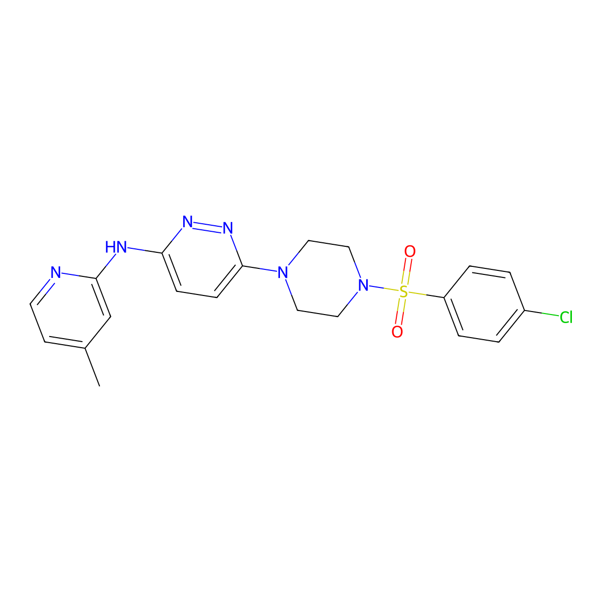 6-(4-((4-chlorophenyl)sulfonyl)piperazin-1-yl)-N-(4-methylpyridin-2-yl)pyridazin-3-amine molecular structure, CAS 1021072-76-3